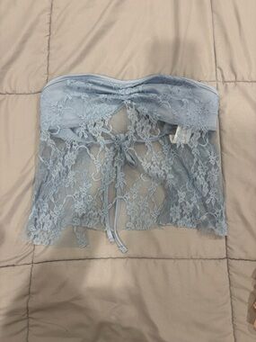 SHEIN Light Blue Lace Strapless Bandeau